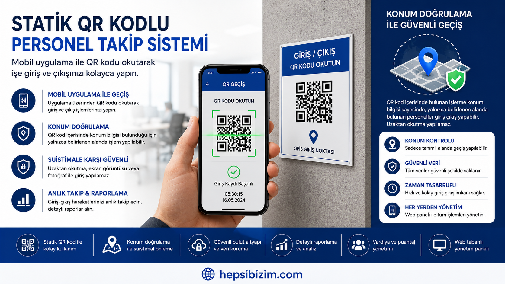 Statik QR Kod Personel Takip Sistemi | Mobil Uygulama ile Giriş Çıkış Takibi