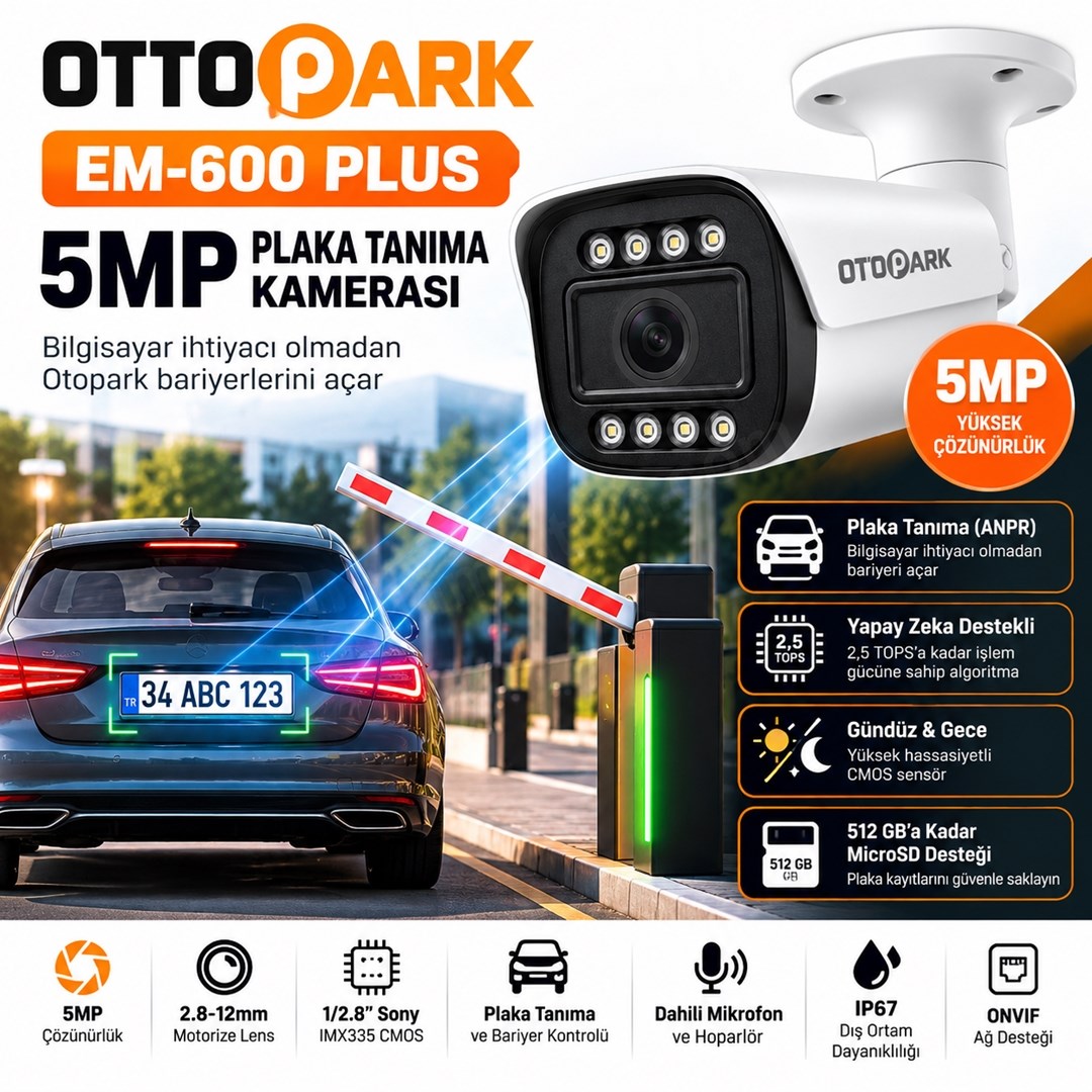 Ottopark OttoPark EM-600 PLUS 5MP ANPR Plaka Tanıma Kamerası